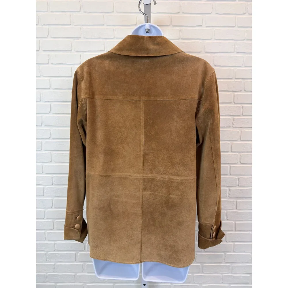 Vintage Skotts Suede Western Shirt Jacket Tan Button Front Small